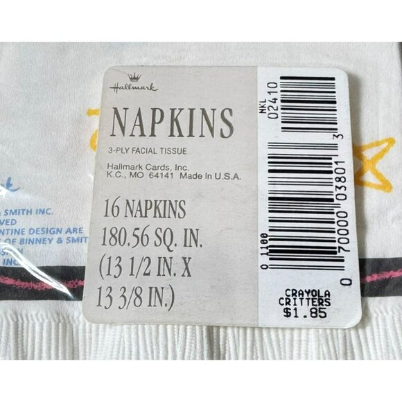 1988 Crayola Critters Dog Napkins By Hallmark 16 Count 13.5 In X 13.375 In - Picture 4 of 8